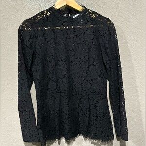 H&M BLACK LACE LONG SLEEVE TOP